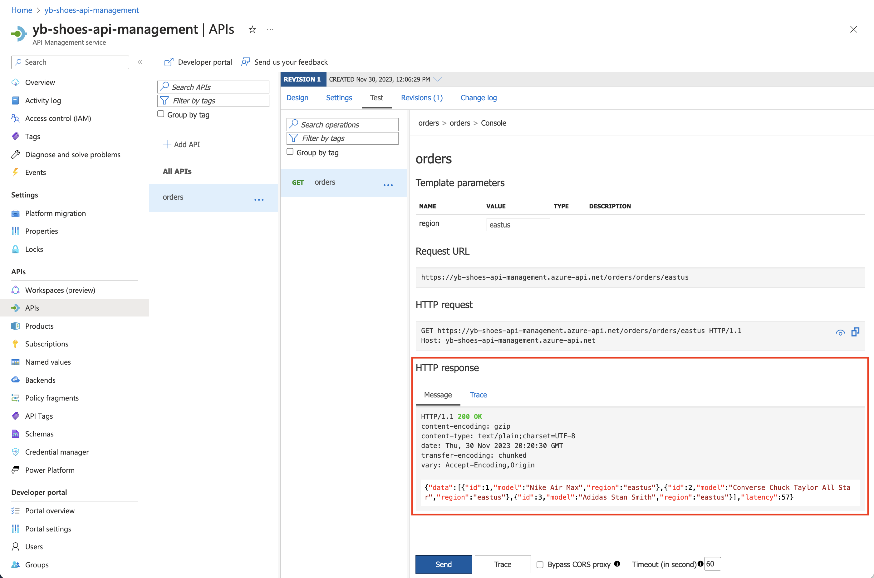 Testing API in eastus region Testing API in eastus region